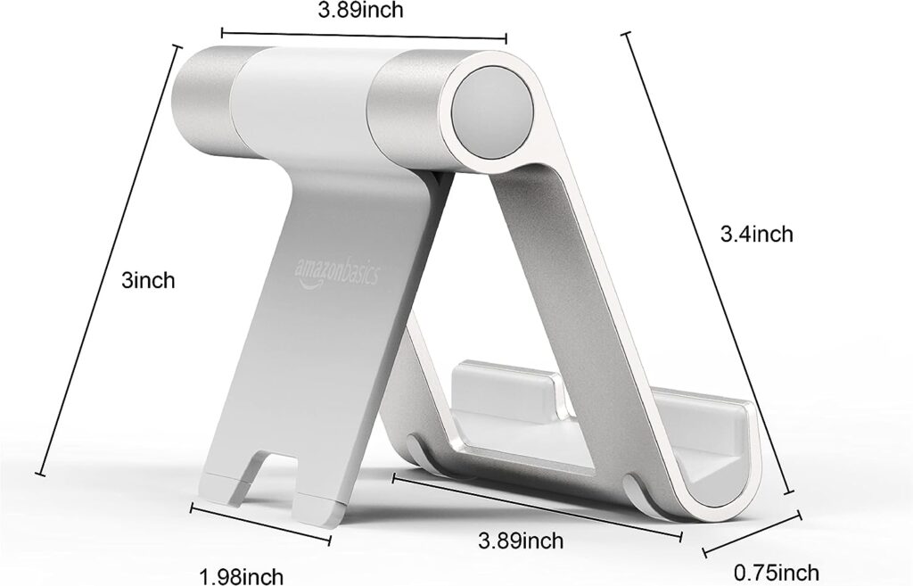 Amazon Basics Multi-Angle Portable Stand for iPad Tablet, E-reader and Phone - Silver