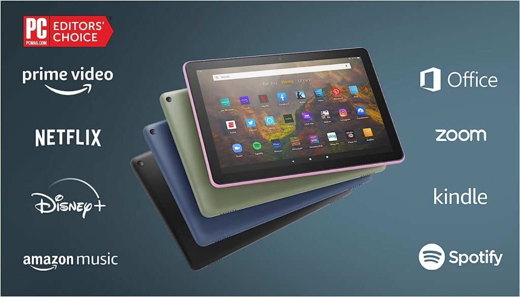 Amazon Fire HD 10 tablet, 10.1, 1080p Full HD, 32 GB, latest model (2021 release), Denim