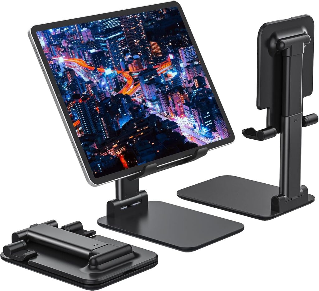 Anozer Tablet Stand Foldable  Adjustable, Portable Monitor Stand 5.55*3.94 Wide, Fit for iPad Holder Stand Compatible with iPad Pro 11, 12.9/iPad 10.9 10th; Surface Pro; Portable Monitor 4.7-15.6