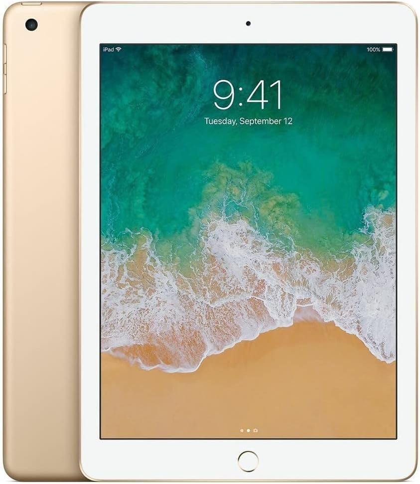 Apple iPad with WiFi + Cellular, 128GB, Gold (2017 Model) (Renewed)