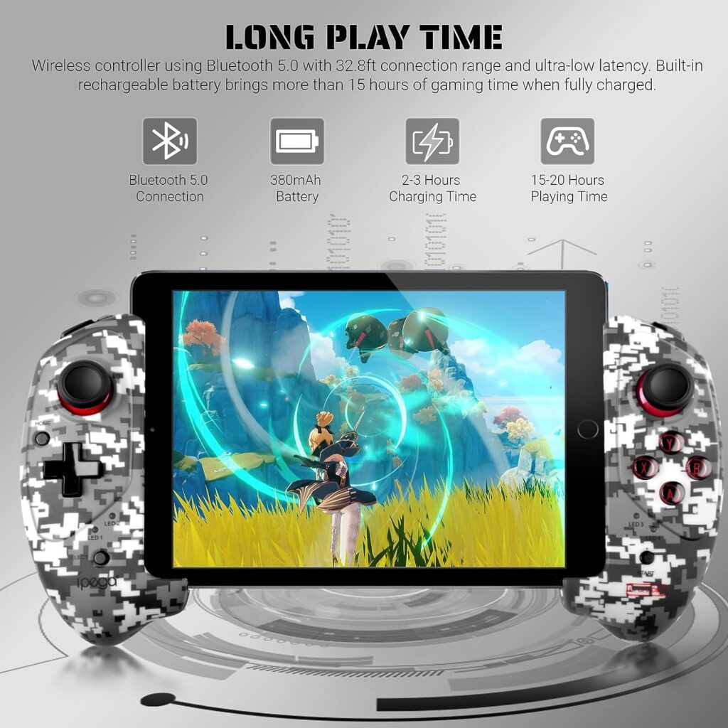 arVin Gaming Controller for iPad/iPad Mini/iPad Air, iPhone 14/13/12/11, iOS, Tablet Android Gamepad for Samsung Galaxy Tab, Huawei MatePad, Yoga Tab[Within 5-11 inch] PC Game Joystick for COD, Steam