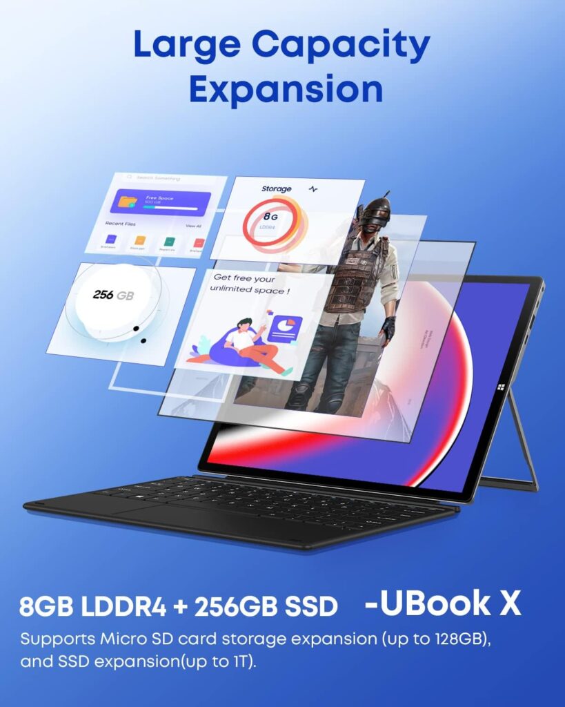 CHUWI 2023 UBook X Tablet, 12 Touchscreen, Intel Core i5-10210Y, Windows 11 Tablet, 8GB RAM 256GB ROM, 1TB SSD Expend, 2160x1440 IPS, 2.4G/5G WiFi, Dual Camera, 5000mAh, HDMI, USB 3.0, BT 5.0