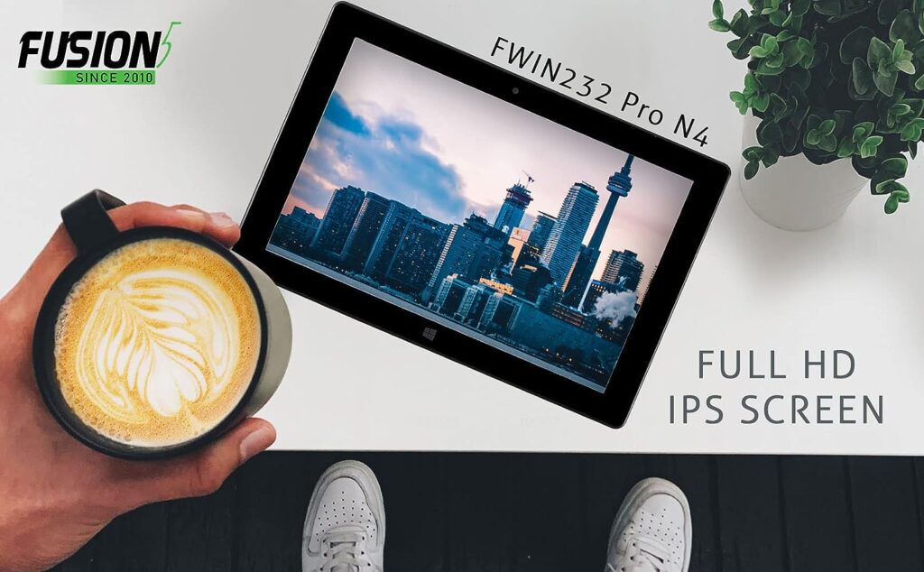 Fusion5 10 Windows 11 FWIN232 PRO N4120 Intel Quad-Core Ultra Slim Windows Tablet PC - 6GB RAM, 128GB Storage, 1920x1200 FHD Display, USB 3.0, Micro HDMI, 5MP  2MP Cameras, Expandable M.2 Storage