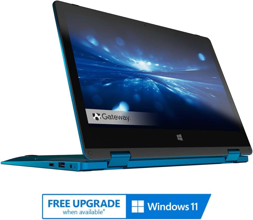 Gateway Newest Touchscreen 11.6 HD 2-in-1 Convertible Laptop in Blue Intel N4020 4GB RAM 64GB SSD Mini-HDMI Webcam Windows 10 S (Renewed) (GT-116)