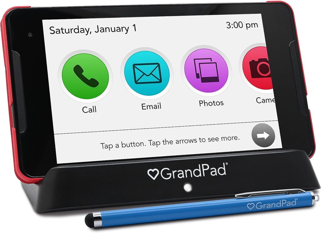 GrandPad Senior Tablet with Phone Capabilities, 4G LTE, Wireless Charger, Stylus, - 1 Month Premium Service Plan Included, Purchase a Plan at Activation