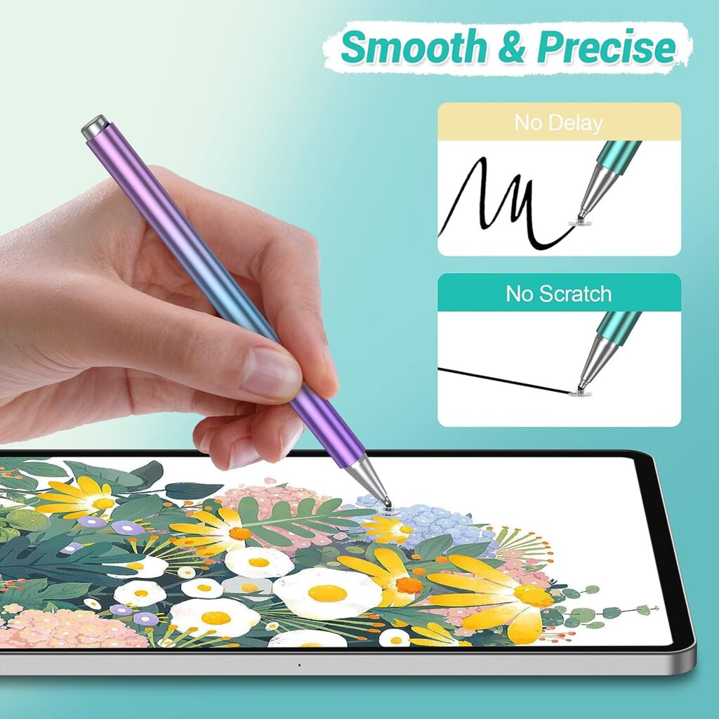 Stylus Pens for Touch Screens, High Precision Disk Stylus Pen for iPad with 2 Replaceable Tips Compatible with iPad/iPhone/Android/Tablet and All Universal Touch Screen Devices