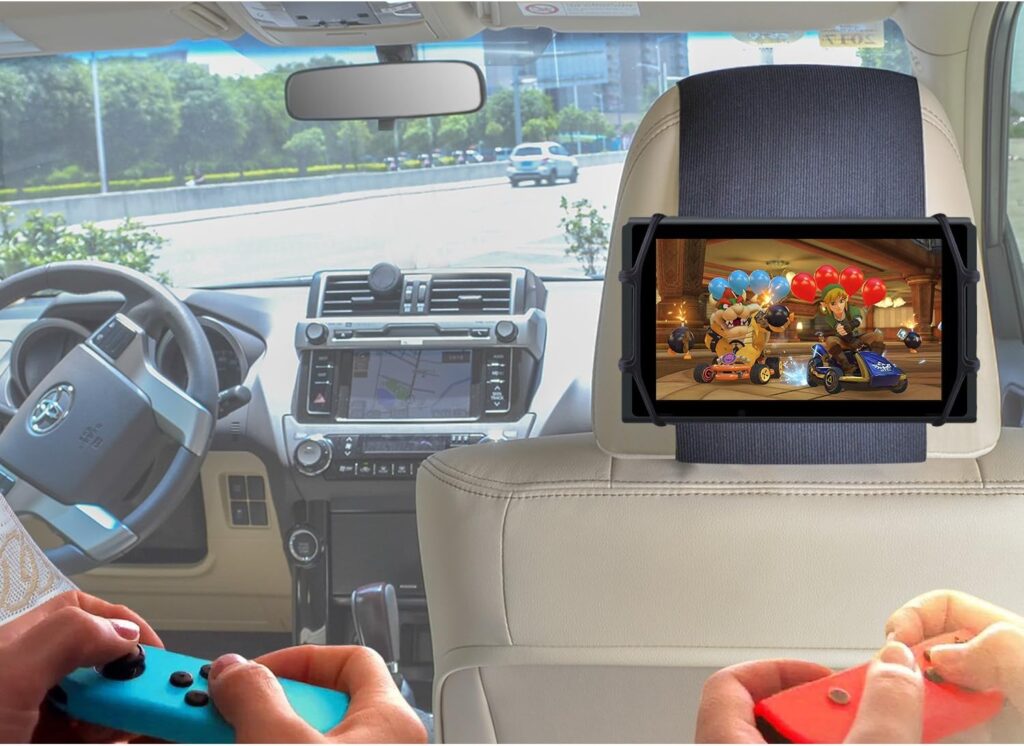 TFY Car Headrest Mount Silicon Holder for Game Machine Nintendo Switch and Other Tablets