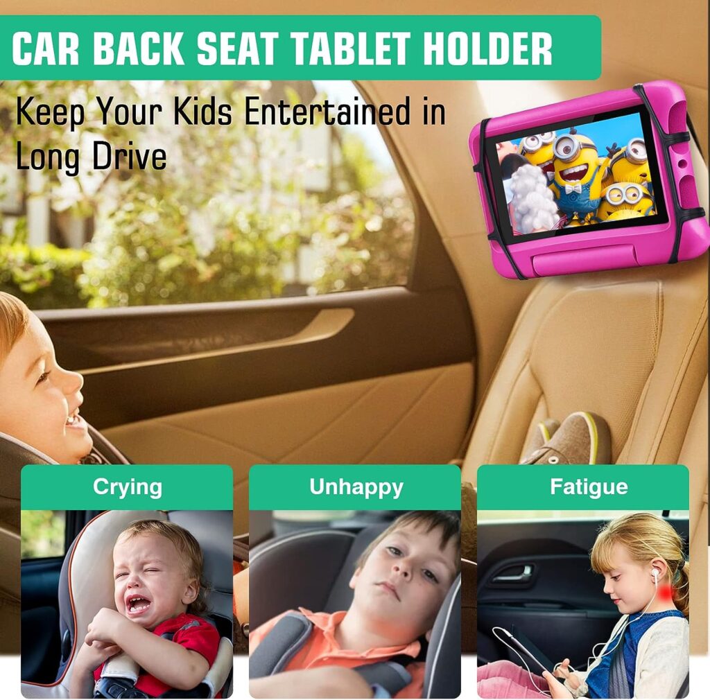 WONNIE Upgrade Tablet Holder for Car, Car Headrest Mount Holder for Backseat, Headrest Mount for Kids Tablets with Anti-Slip Strap  Silicone Holding Net/Fits All 𝟳-𝟭𝟮.𝟵 Tablets