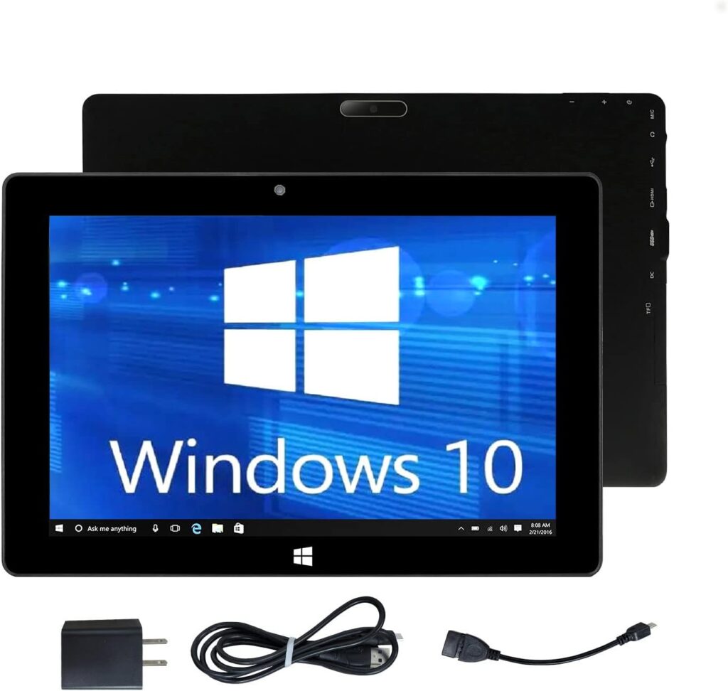 ZAOFEPU 10 Inch Tablet Windows 10 Home, Tablet PC 4GWiFiBluetooth RAM 4GB+ ROM 64GB, 2MP+5MP Dual Camera, 6000mAh Black Tablet Computer