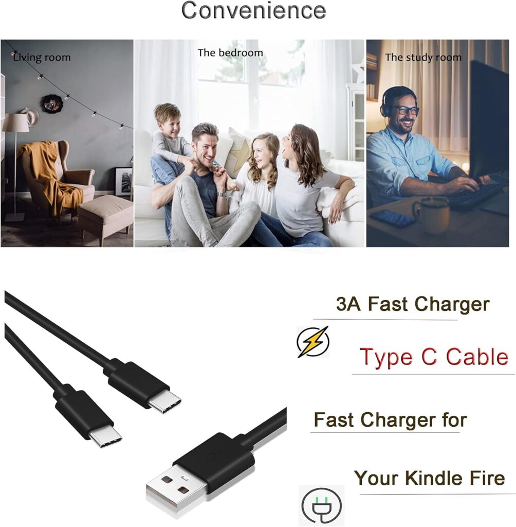 15W Fast Charger with 10Ft USB C Cable for Charging Amazon Fire Max 11 tablet-13th Generation 2023 Release, Fire HD10-11th Gen/9th Gen/Fire HD8-10th Gen/Fire HD7-12th Gen/Fire Plus/Fire Kids Pro