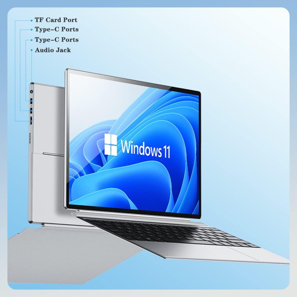 2 in 1 Laptop Computer, Intel J4125 Processor Windows 11 Touchscreen 12.3 HD Display With Detachable Keyboard 12GB RAM, 1T SSD Storage, Type-C, TF Card, Use for Business, Study and Entertainment