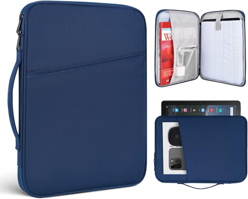 9-11 Inch Tablet Carrying Sleeve Case for Amazon Fire Max 11 2023/10.1 Fire HD 10 Plus Kids Pro, Samsung Galaxy Tab S8 S7 A8 A7 A S6 11 10.5 Protective Carrying Bag with Handle(Blue)