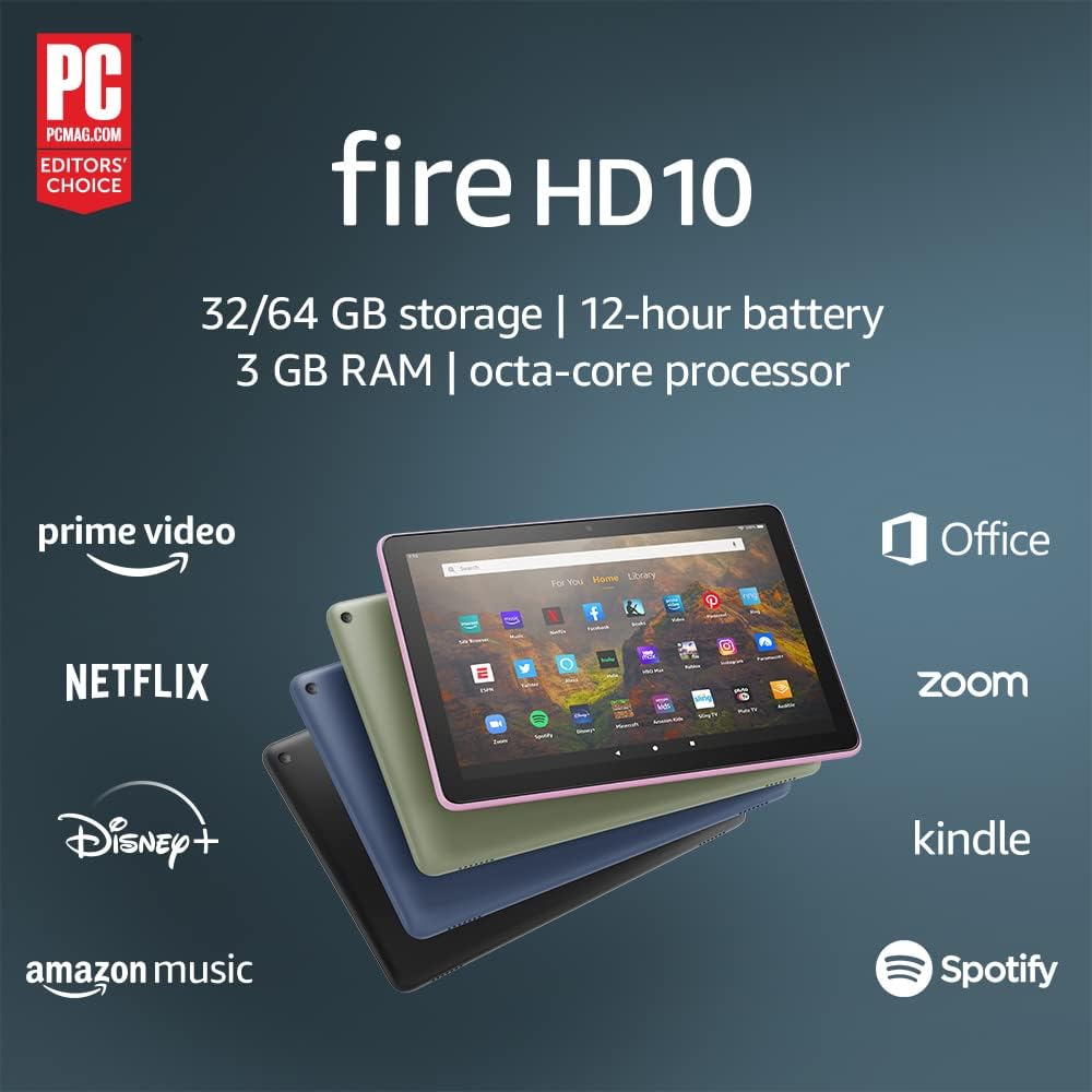 Amazon Fire HD 10 tablet, 10.1, 1080p Full HD, 32 GB, (2021 release), Black