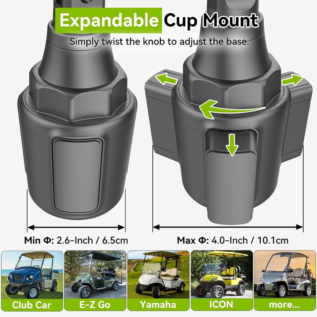 Aoxuantec Golf Cart Tablet Mount Phone Holder [2-In-1] Cup Holder GPS Mount Accessories for Club Car EZGO Yamaha Compatible with iPad Air Mini 11-Inch Pro, Samsung Galaxy Tab Tablets iPhone Cell Phone