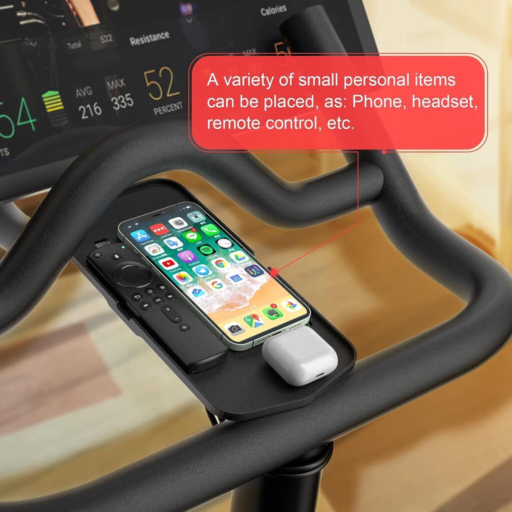 COOLWUFAN Phone Holder for Peloton Bike  Bike Handlebar Stable Anti-Slippery Phone Mount Tray Compatible with Peloton Bike, Bike+ Plus, Spin Bike, Accessories for Peloton (Easy Installation)