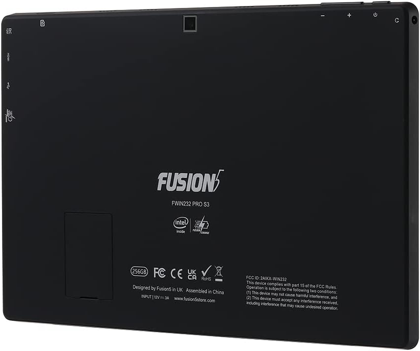 Fusion5 10.1 Windows 11 Full HD Tablet - FWIN232 PRO S3 Ultra Slim Windows Tablet PC - 8GB RAM, 256GB Storage, N4120 Quad-Core CPU, FHD (1920x1200) Display, Micro HDMI, M.2 SATA Expandable Storage