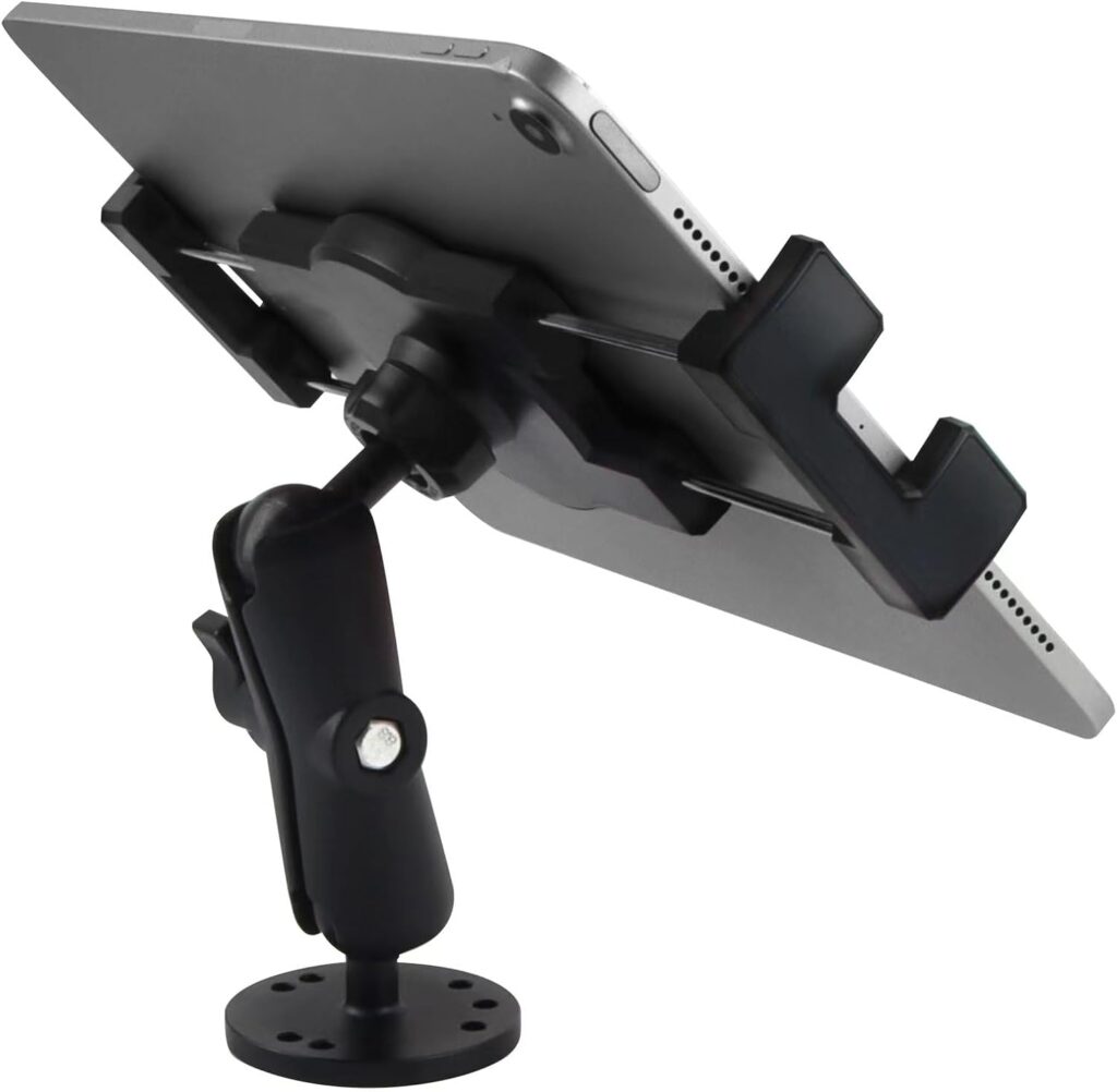 Metal - Heavy Duty Tablet Holder for Car/Truck/Commercial Vehicles Dashboard, Drill Base iPad Holder for Car, Industrial/Wall/Desk iPad Car Mount, fit 7-14.6 inch Tablet Car Mount