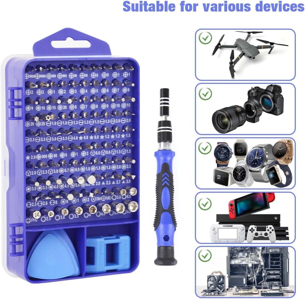 Precision Screwdriver Kit,Screwdriver Sets,121 in 1 Electronics Magnetic Repair Tool Kit for iPhone, MacBook, Computer, Laptop, PC, Tablet, PS4, Xbox, Nintendo, Game Console (Blue)