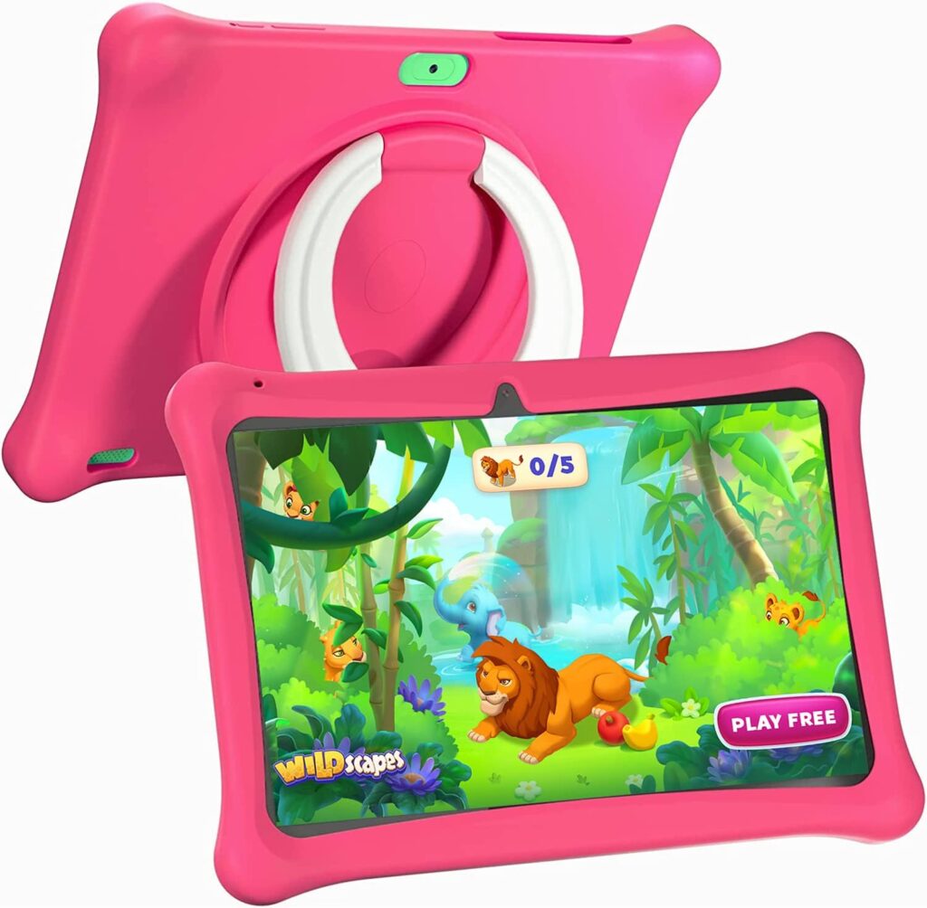 SGIN Android 12 Kids Tablet, 2GB+32GB Kids Tablets, 10 Inch Tablet with Case, WiFi, Parental Control APP, Dual Camera, Educational Games, iWawa Pre Installed (Pink)