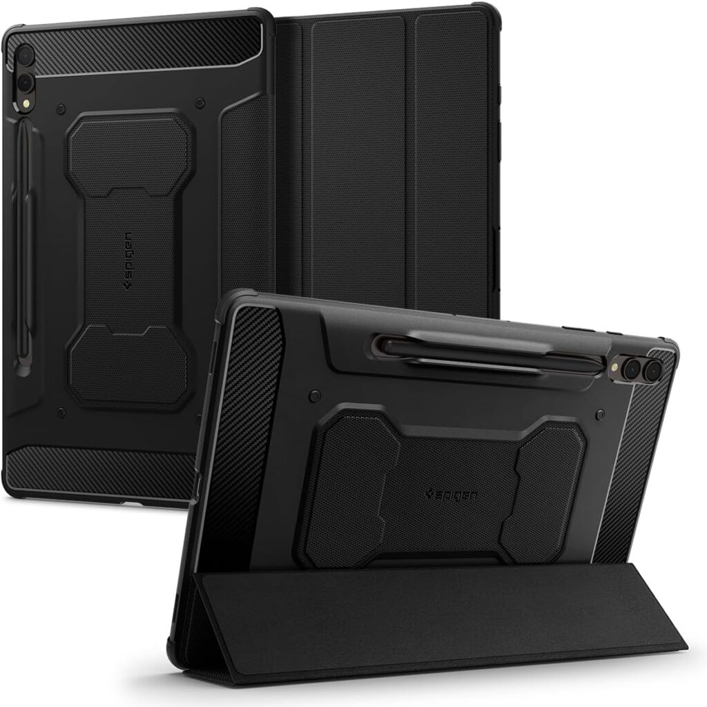Spigen Rugged Armor Pro Designed for Samsung Galaxy Tab S9 Plus Case 12.4 Inch 2023 (SM-X81) Premium Shockproof Protective Tri-Fold Cover Case with Auto Sleep/Wake and S Pen Holder - Black