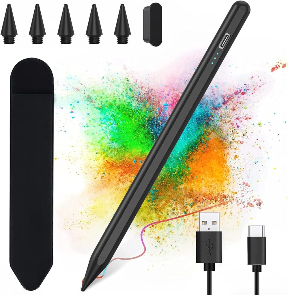 Stylus Pen for iPad, Apple Pencil Compatible for(2018-2023) iPad 10/9/8/7/6th Gen, iPad Pro 11/12.9, iPad Air 5/4th Gen, 15mins Fast Charge,Palm Rejection-High Sensitivity for iPad Mini 6/5th, Black