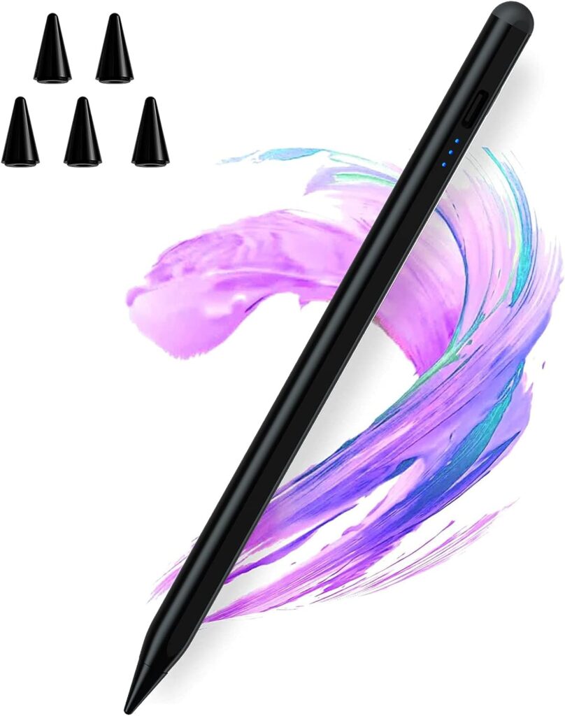 Stylus Pen for iPad with Palm Rejection,5 Extra Tips,Tilt Sensitive iPad Pencil Compatible (2018-2022) Apple iPad 10th/9th/8th/7th/6th,iPad Pro 11/12.9 in,iPad Air 5th/4th/3rd,iPad Mini 6/5 Gen