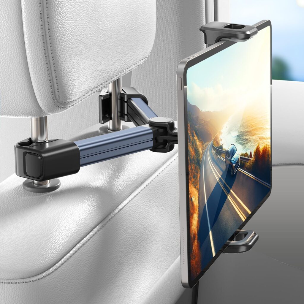 Tablet Holder for Car Headrest Mount - Headrest Tablet Holder Backseat Travel Accessories Car Must Haves Headrest iPad Stand for Kids Adults Universal to All 4.7-12.9 Devices