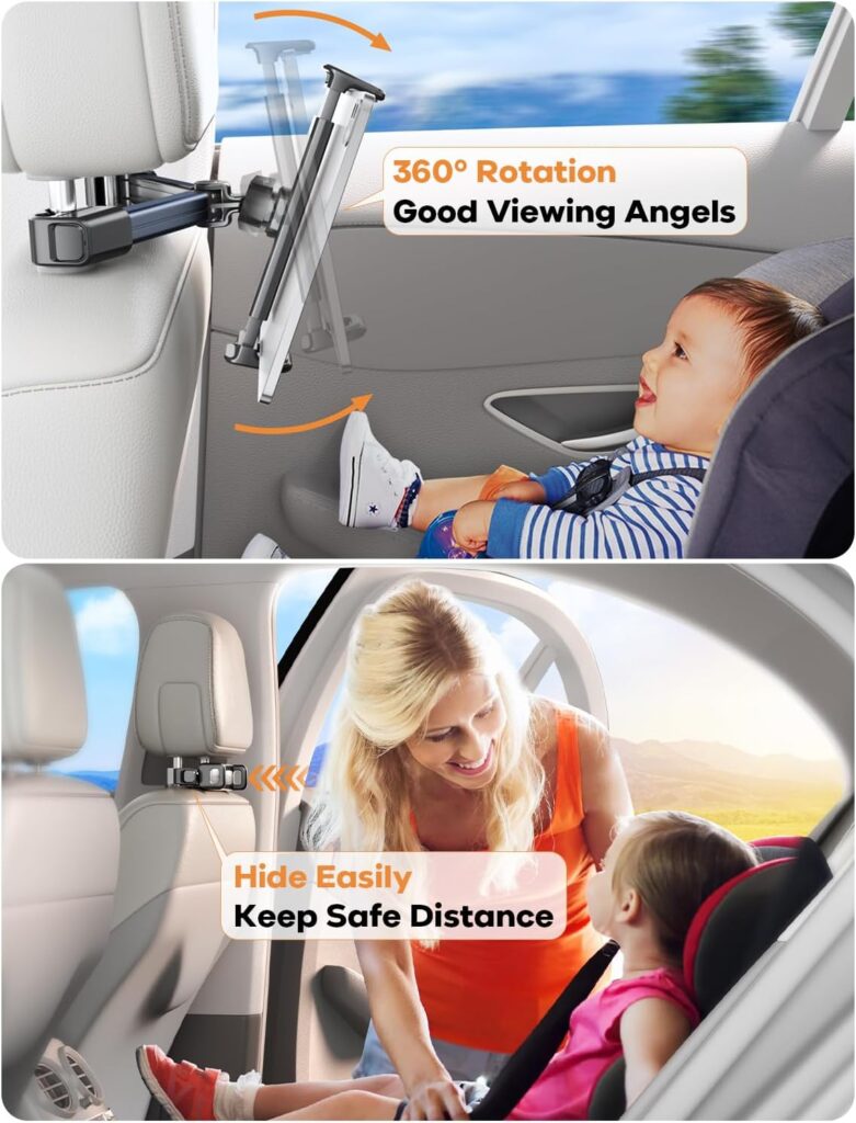 Tablet Holder for Car Headrest Mount - Headrest Tablet Holder Backseat Travel Accessories Car Must Haves Headrest iPad Stand for Kids Adults Universal to All 4.7-12.9 Devices