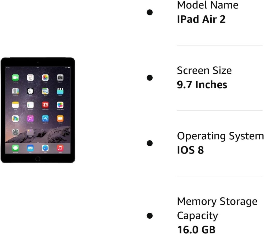 Apple iPad Air 2 16GB Cellular Space Gray (Renewed)