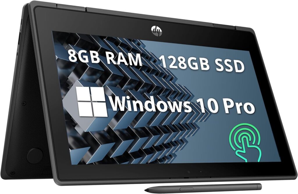 HP 2022 11.6 Pro x360 Fortis G9 Multi-Touch 2-in-1 Laptop, Intel pentium N6000 Processor, 8GB RAM, 128GB SSD, Intel UHD Graphics, 720p Webcam, Stylus Pen, Win 10 Pro, Black.