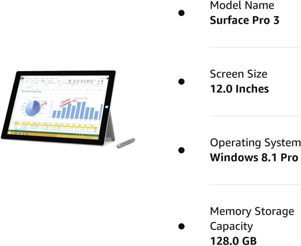 Microsoft Surface Pro 3 (256 GB, Intel Core i5)(Windows 10 Professional 64 bit) (Renewed)