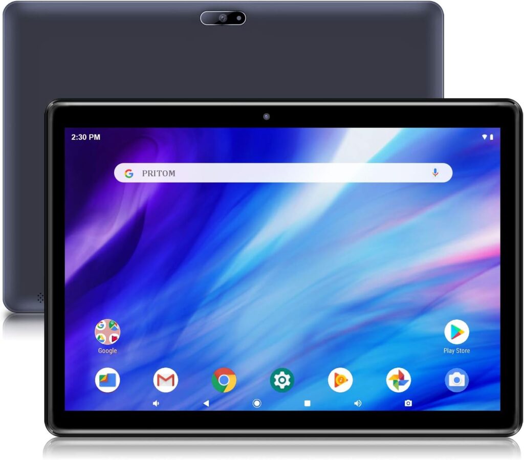 PRITOM M10 10 inch Tablet - Android Tablet with 2GB RAM, 64GB ROM, 512GB Expandable, Quad-Core, HD IPS Screen, 2.0 MP + 8.0 MP Dual Camera, WiFi, Bluetooth, Stable Tablet with 6000mAh Battery