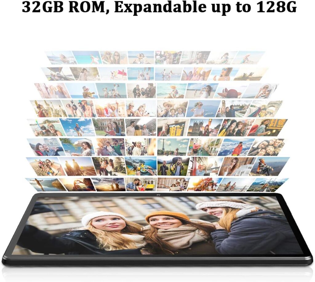 Tablet 10.1 inch Android Tablet, Quad-Core Processor 32GB Storage, Dual Camera, Sim Card Slot, WiFi, Bluetooth, GPS, 128GB Expand and 3G Phone Call Support, IPS Full HD Display (Black)