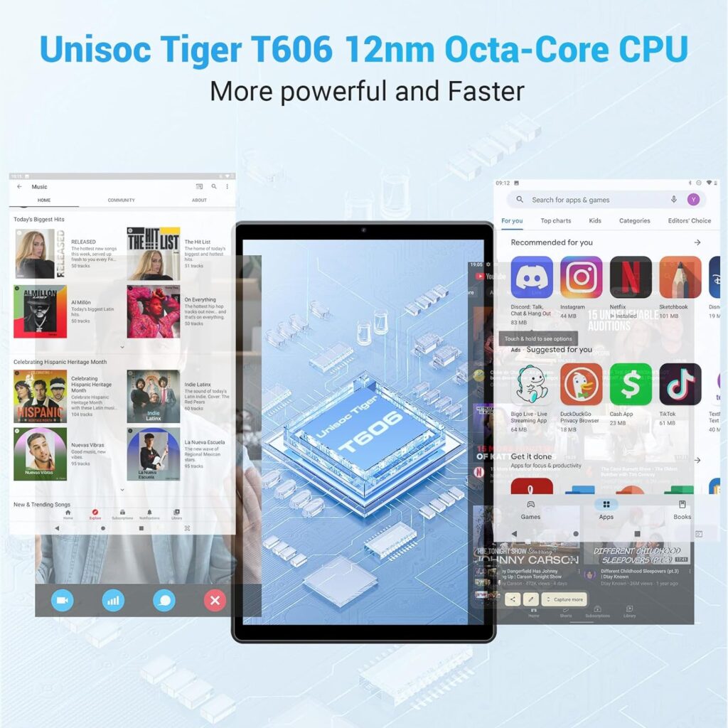 TOSCiDO Tablet 2023 Android 12 Tablets 10.3 inch 2K FHD Tableta,15GB RAM 128GB Storage 2TB Expand,8 Core 12nm CPU Tablet PC,2000 * 1200 IPS, in-Cell LCD Screen,8000mAh,5G WiFi,GPS,8+13MP Camera,Black