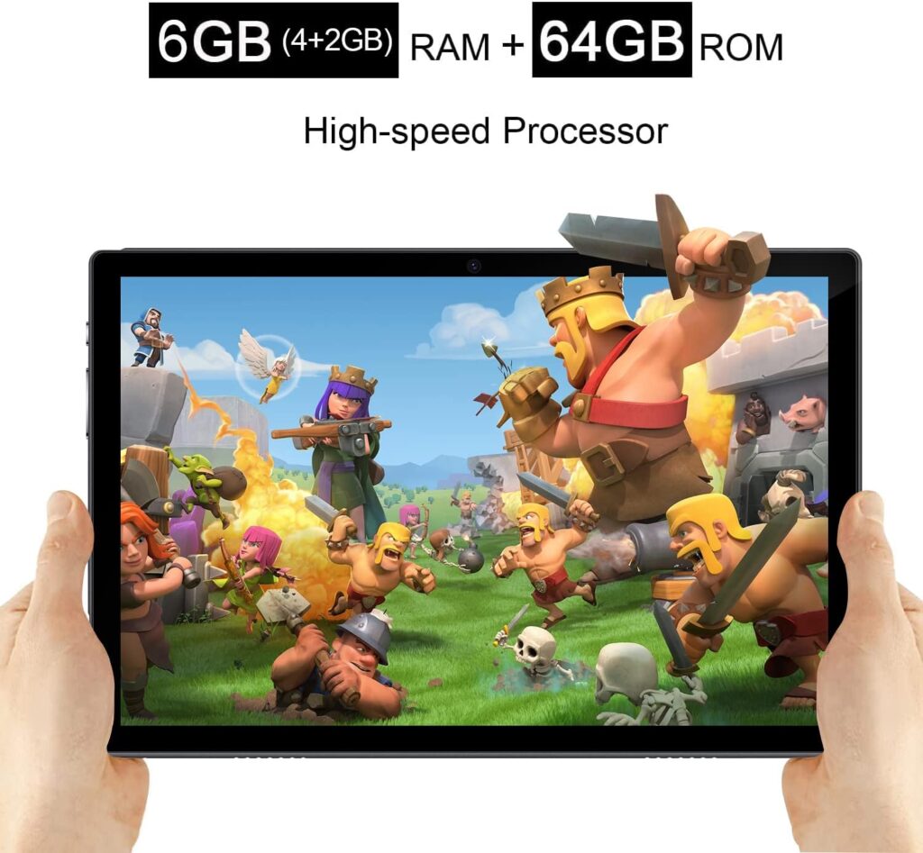 Android Tablet 10 inch, Android 12 Tablet, 6GB RAM 64GB ROM, 512GB Expand Android Tablet with Dual Camera, 5G  2.4G WiFi, Bluetooth, 8000mAh, HD Touch Screen, Google GMS Certified(Black)