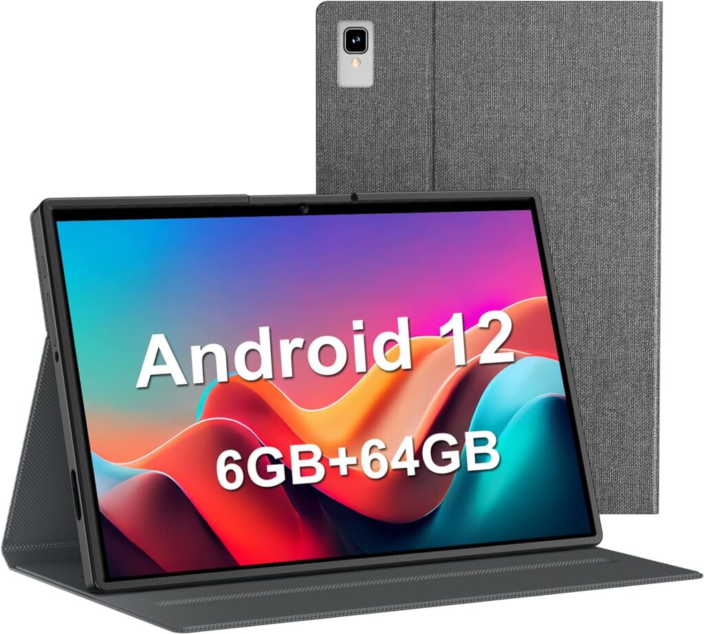 Android Tablet, 10.1 Inch Android 12 Tablet, 6GB RAM 64GB ROM, 1TB Expand, Android Tablet with 8000mAh Battery, Dual Camera, 5G WiFi, Bluetooth, FHD IPS Touch Screen, GPS, Google GMS Certified