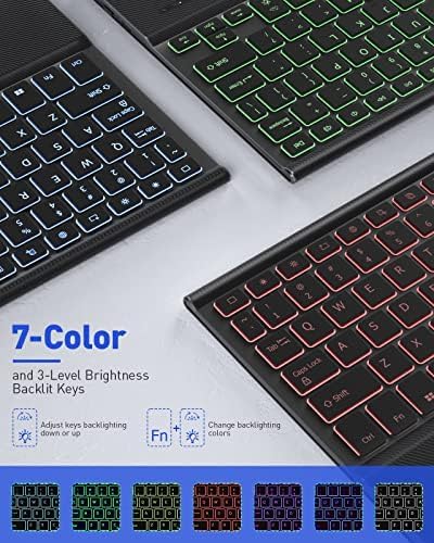 Doohoeek Backlit Bluetooth Keyboard Case Touch for Samsung Galaxy S9+ Plus / S9 FE+ Plus 12.4-inch 2023, Keyboard with Trackpad 2023 New Relased with 7-Color Backlit and Multi-Angle Kickstand