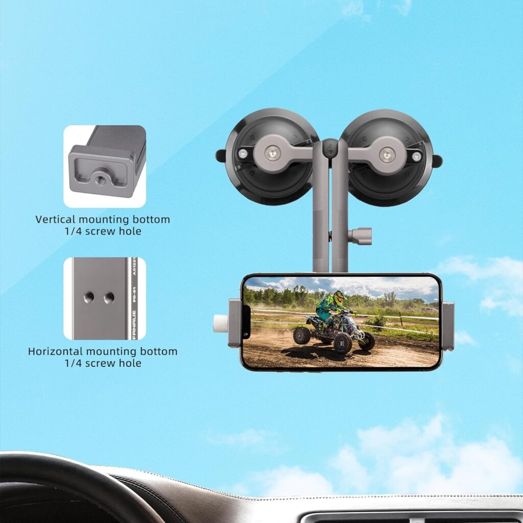 FANAUE Tablet Holder for Car with Ball Head, Lightweight Design，360 Rotatable iPad Holder- for Your Windshield, Dashboard, or Desk,Compatible with All 8-12.9 Tablets (iPad, Samsung Tab)
