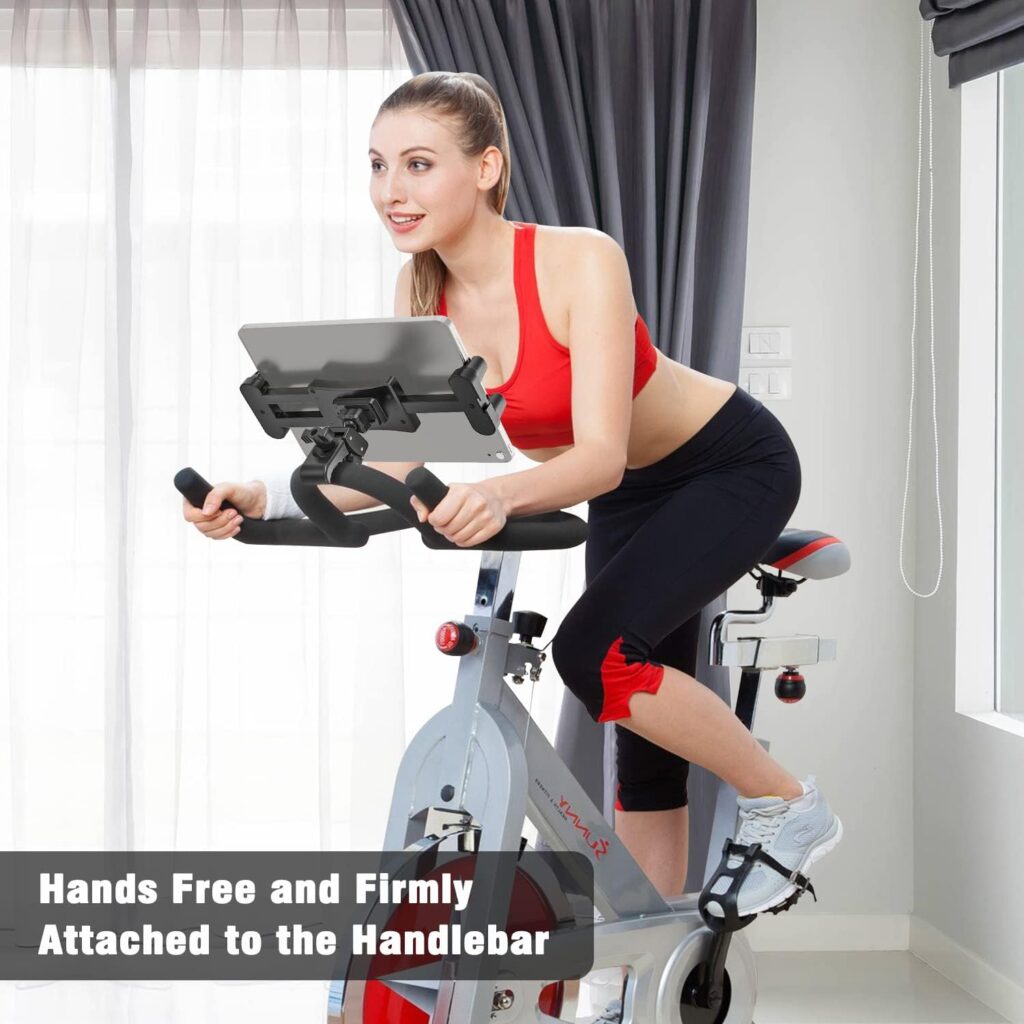 JUBOR Spin Bike Tablet Holder Mount, Compatible with iPad Phone Bike Holder Handlebar Stand for Indoor Exercise Bicycle, Stationary Bike, Treadmill, Fits for iPad Pro, Samsung, Galaxy Tabs