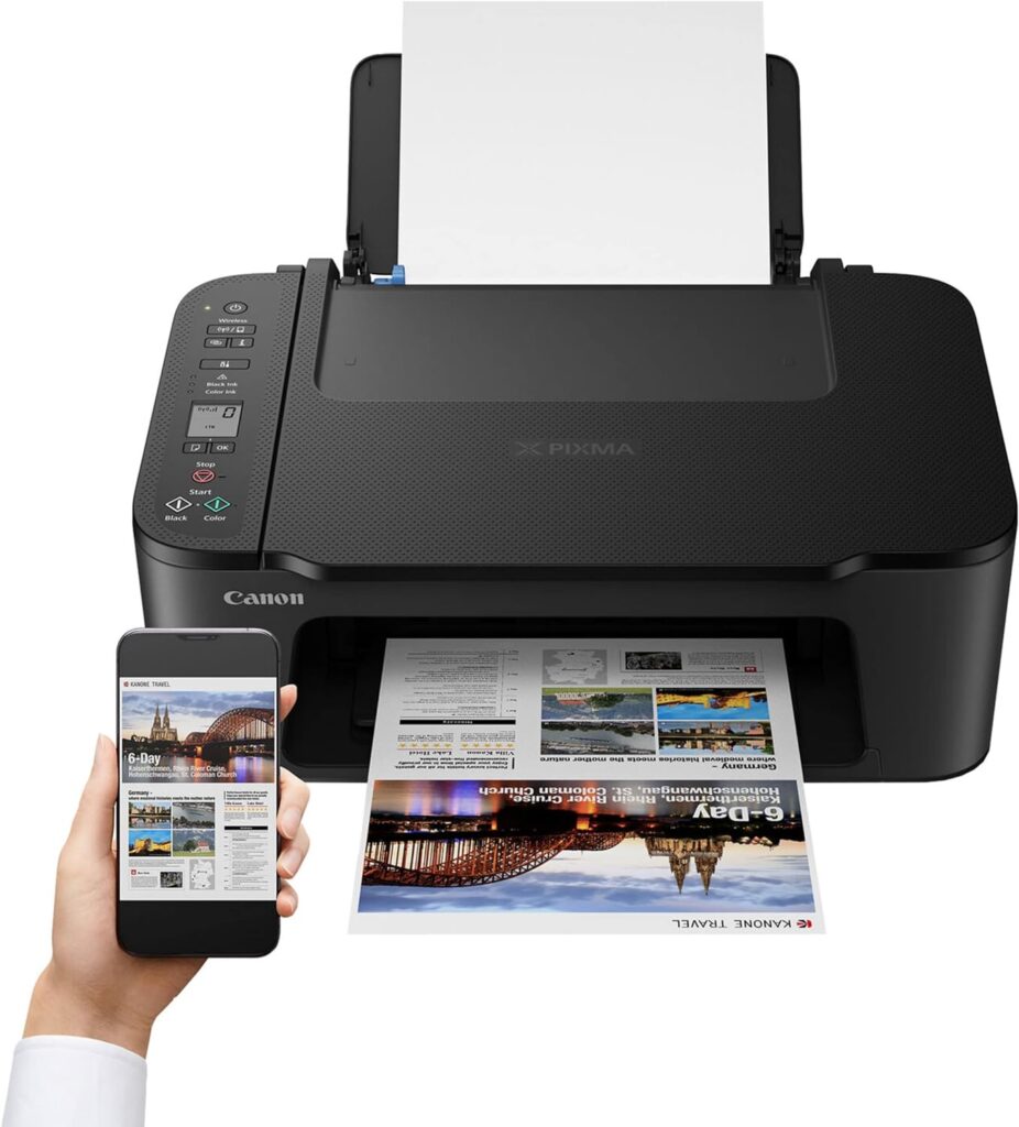 NeeGo Canon Wireless Inkjet All-in-One Printer with LCD Screen Print Scan and Copy, Built-in WiFi Wireless Printing from Android, Laptop, Tablet, and Smartphone with 6 Ft Printer Cable - White