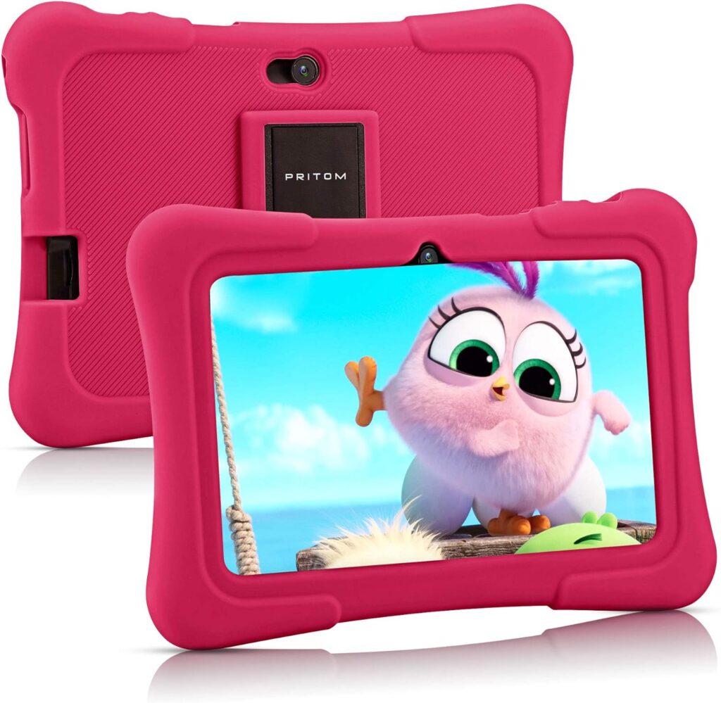 PRITOM 7 inch Kids Tablet | Quad Core Android 10.0, 32 GB ROM | WiFi,Bluetooth,Dual Camera | Educational,Games,Parental Control,Kids Software Pre-Installed with Kids-Tablet Case (Pink)