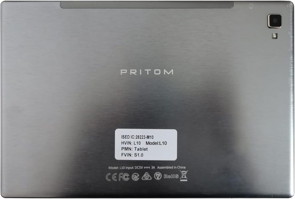 PRITOM L10 3G Phone Tablet - 10 Android SIM Tablet with G+G HD IPS, Touchscreen, Octa-Core Processor, 3G RAM, 32G ROM, Large Battery, 5G2.4G WiFi, GPS, Camera, USB C Tablet PC, Full Metal Body