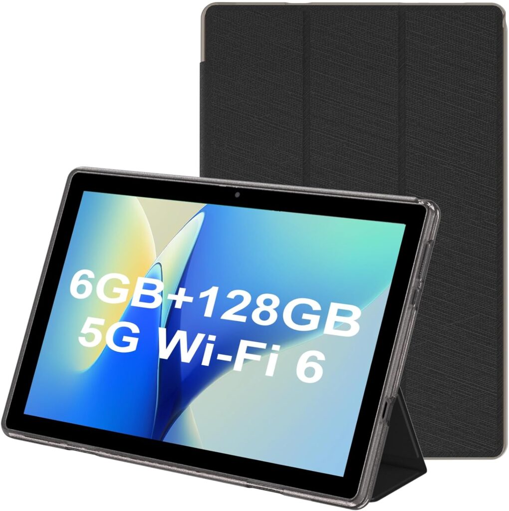 Tablets Android 11, Tablet 10 inch, 6GB RAM 128GB ROM 1TB Expansion Computer Tablet with Case, Support 5G WiFi  Wi-fi 6, IPS Touch Screen, Dual Camera, WiFi, Bluetooth 5.0, Google Certified Tablet PC