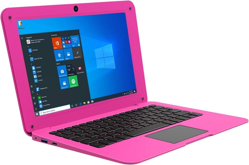 Tablets  Computers 10.1 Inch Netbook Laptop, Windows 10, Quad Core Processor, 2gb Ram, 32gb ROM, Webcam, USB 3.0, HDMI, SD Card Slot, Bluetooth, WiFi. (Pink)