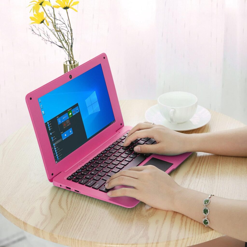 Tablets  Computers 10.1 Inch Netbook Laptop, Windows 10, Quad Core Processor, 2gb Ram, 32gb ROM, Webcam, USB 3.0, HDMI, SD Card Slot, Bluetooth, WiFi. (Pink)