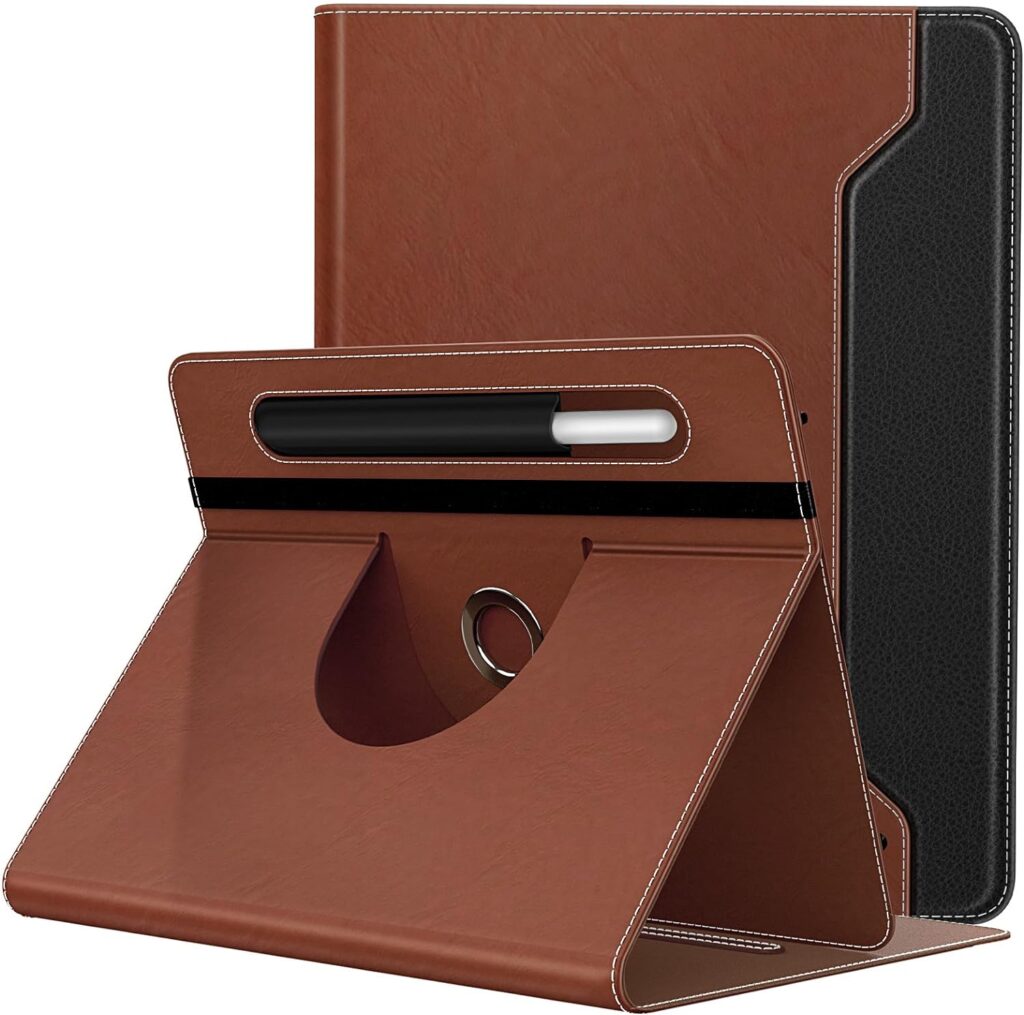 TiMOVO Universal Case for 9-11 Inch Tablet, 360 Degree Rotating Stand Protective Cover with Pen Pocket for 9 10 10.1 Inch Android Touchscreen Tablet, Brown