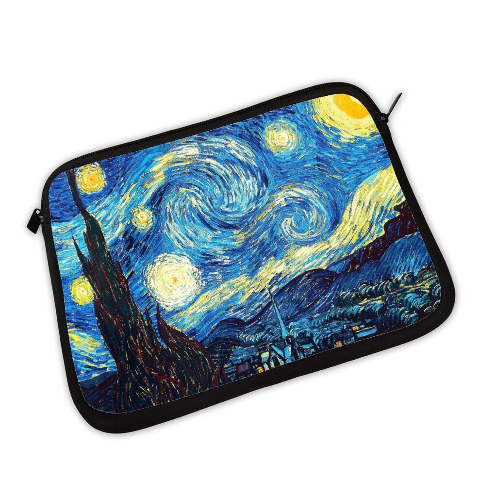 Van Gogh Starry Night Laptop Tablet Pouch Sleeve | Protective Electronics Case | Neoprene Soft Padded Carrying Bag With Zipper