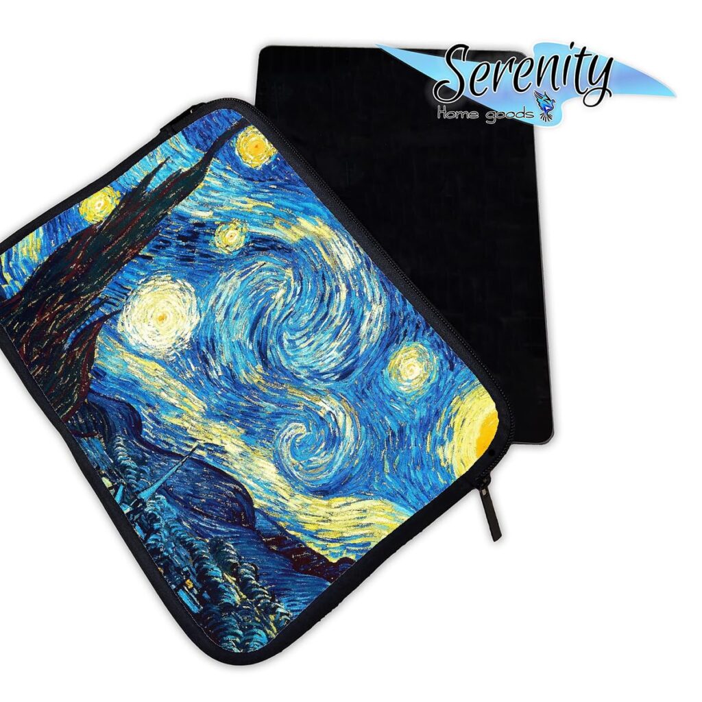 Van Gogh Starry Night Laptop Tablet Pouch Sleeve | Protective Electronics Case | Neoprene Soft Padded Carrying Bag With Zipper