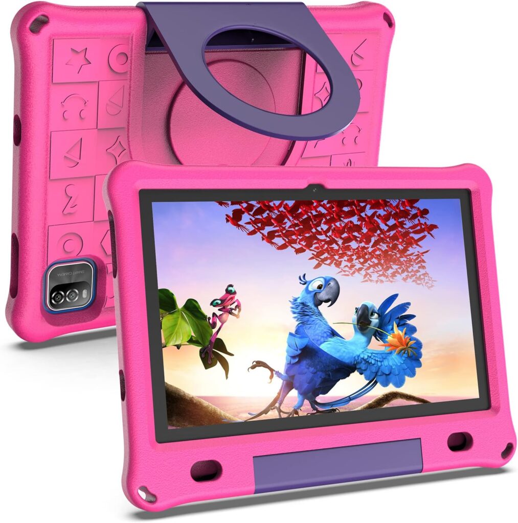 VOLENTEX Kids Tablet 10 inch Android 12, Tablet PC with 3GB RAM 64GB ROM, Parental Control, Educational, 10.1 IPS HD Display, Dual Camera, 6000mAh, WiFi, with EVA Kid-Proof Case(Pink)