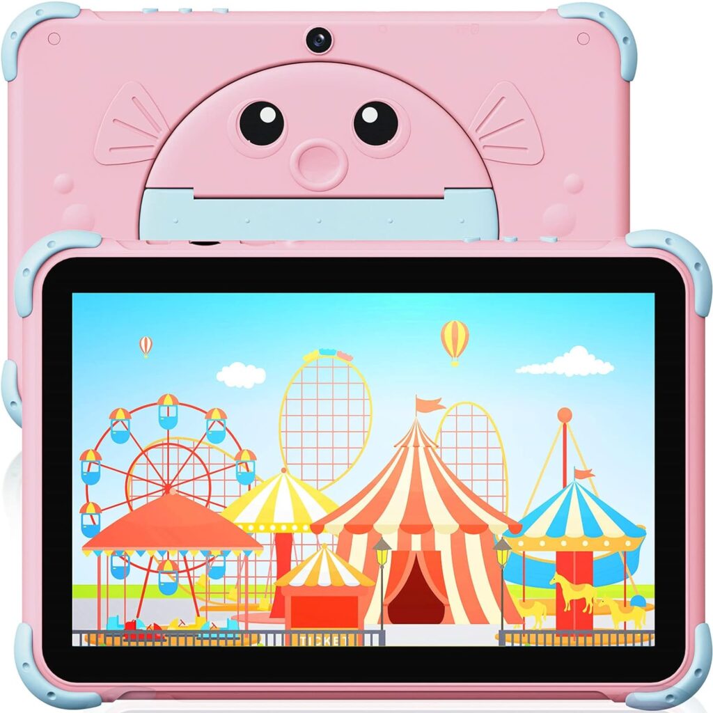 YINOCHE Kids Tablet 10 inch Toddler Tablet for Kids WiFi Tablet for Toddlers Android Kids Tablets for Kids with Dual Camera 32GB Childrens Tablet Touchscreen Parental Control YouTube Neflix (Pink)